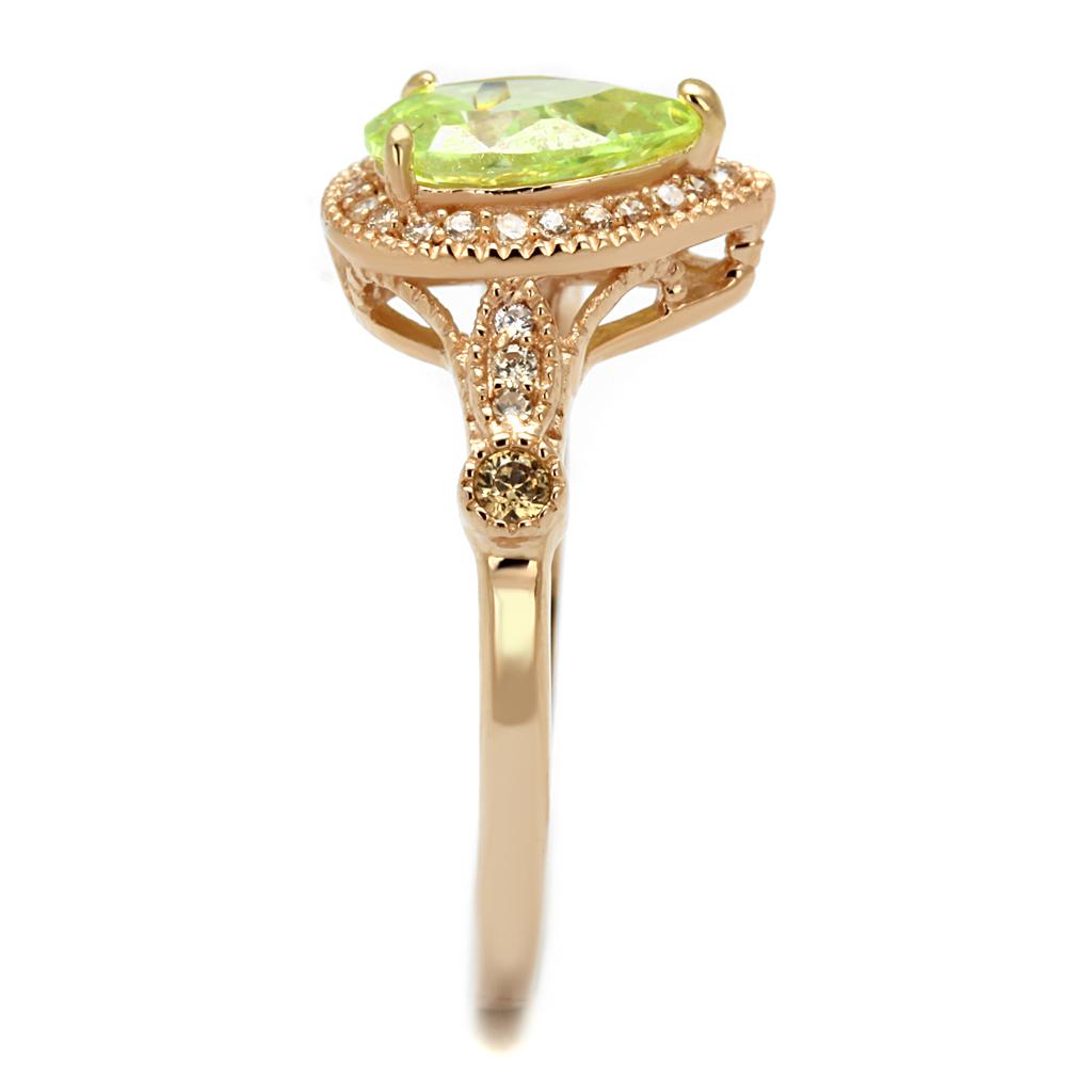 TS538 - Rose Gold 925 Sterling Silver Ring with AAA Grade CZ  in Apple Green color