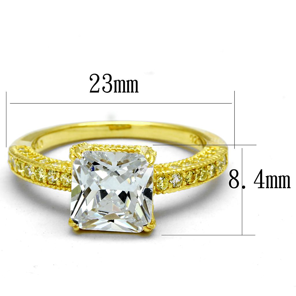 TS539 - Gold 925 Sterling Silver Ring with AAA Grade CZ  in Clear