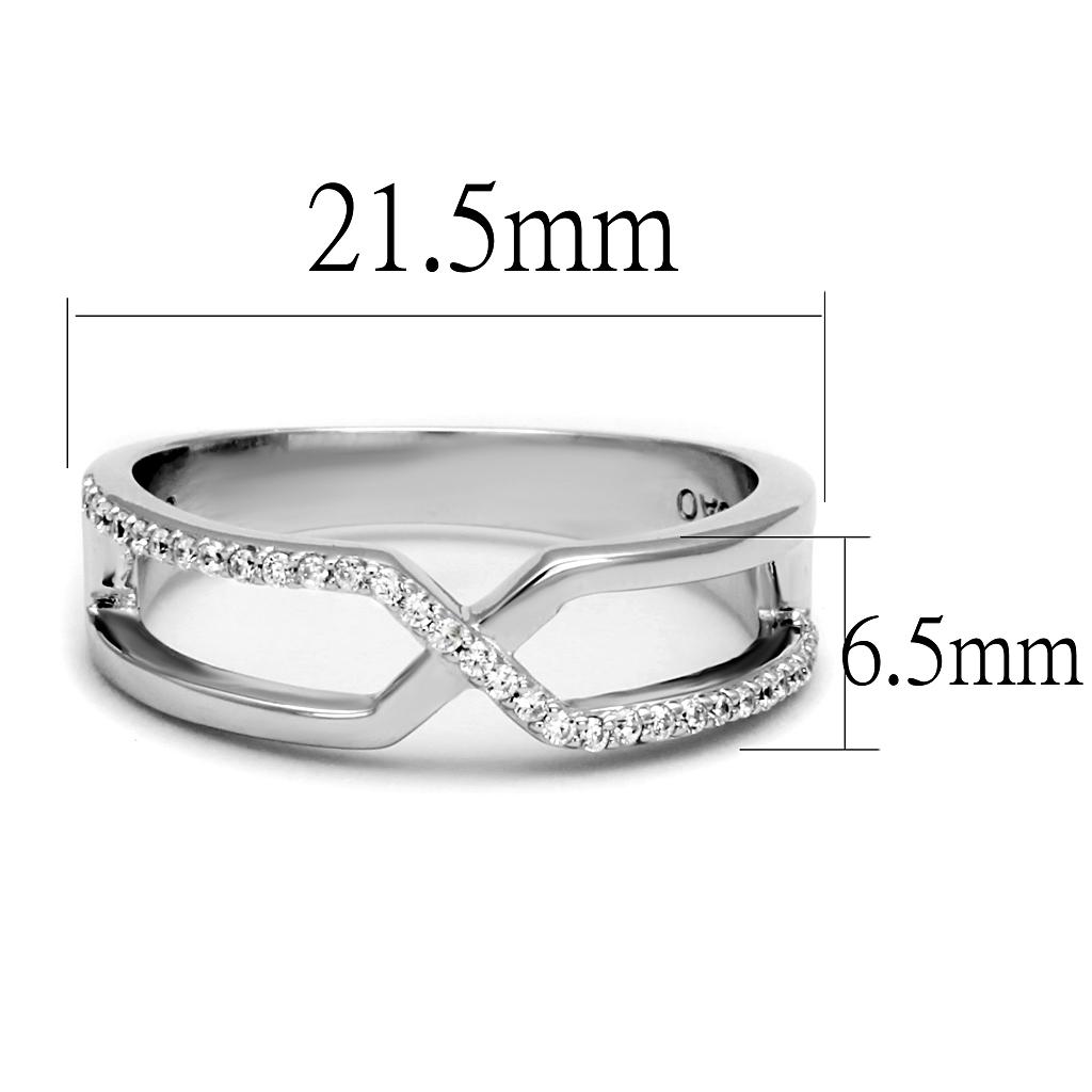 TS540 - Rhodium 925 Sterling Silver Ring with AAA Grade CZ  in Clear