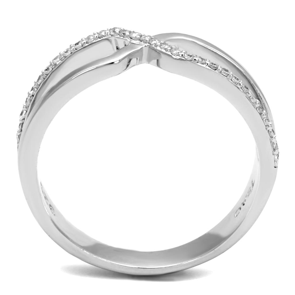 TS540 - Rhodium 925 Sterling Silver Ring with AAA Grade CZ  in Clear