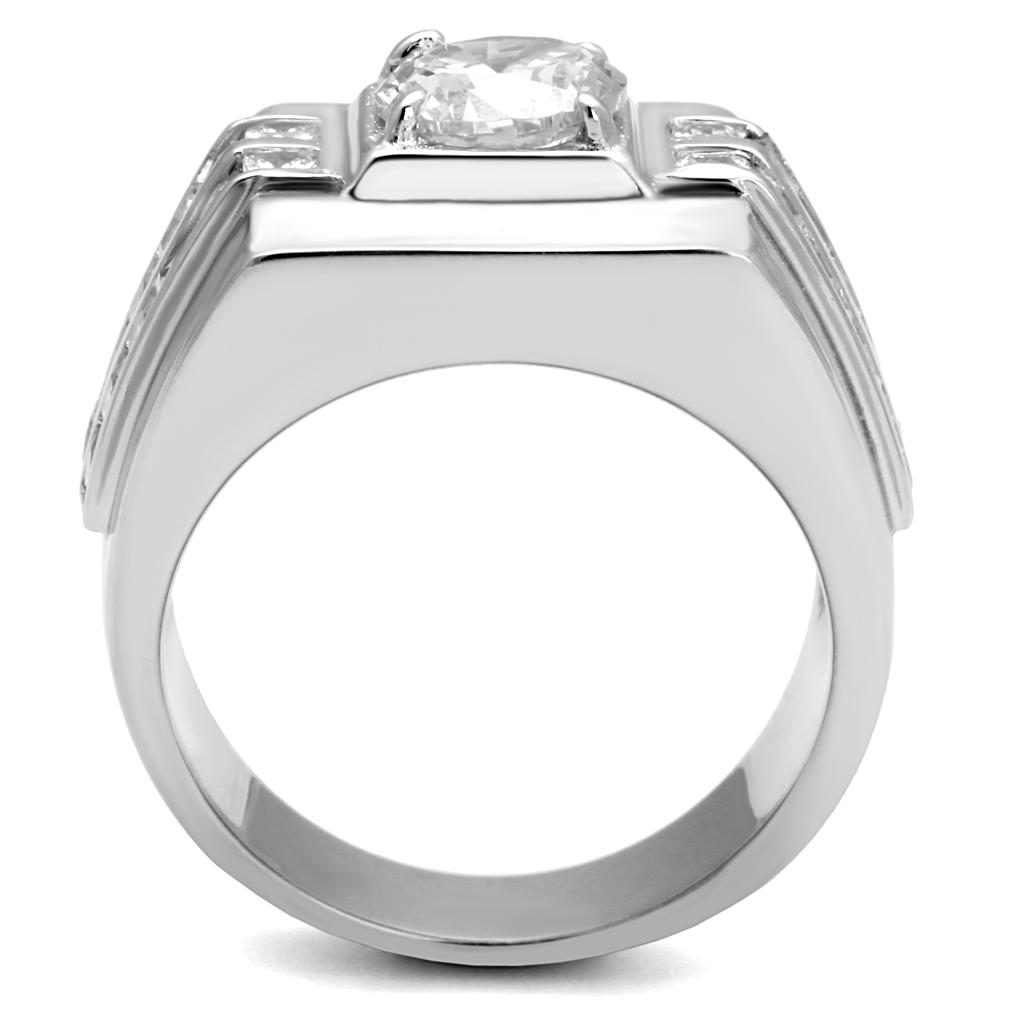 TS553 - Rhodium 925 Sterling Silver Ring with AAA Grade CZ  in Clear