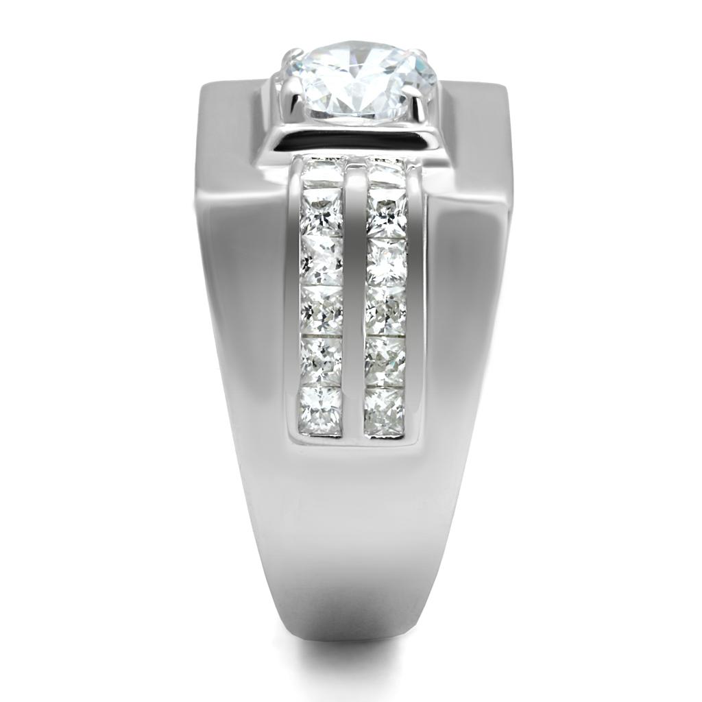 TS553 - Rhodium 925 Sterling Silver Ring with AAA Grade CZ  in Clear