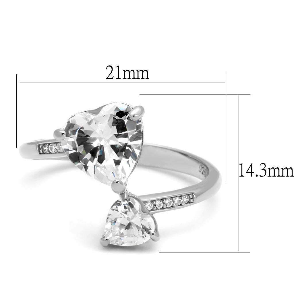 TS556 - Rhodium 925 Sterling Silver Ring with AAA Grade CZ  in Clear