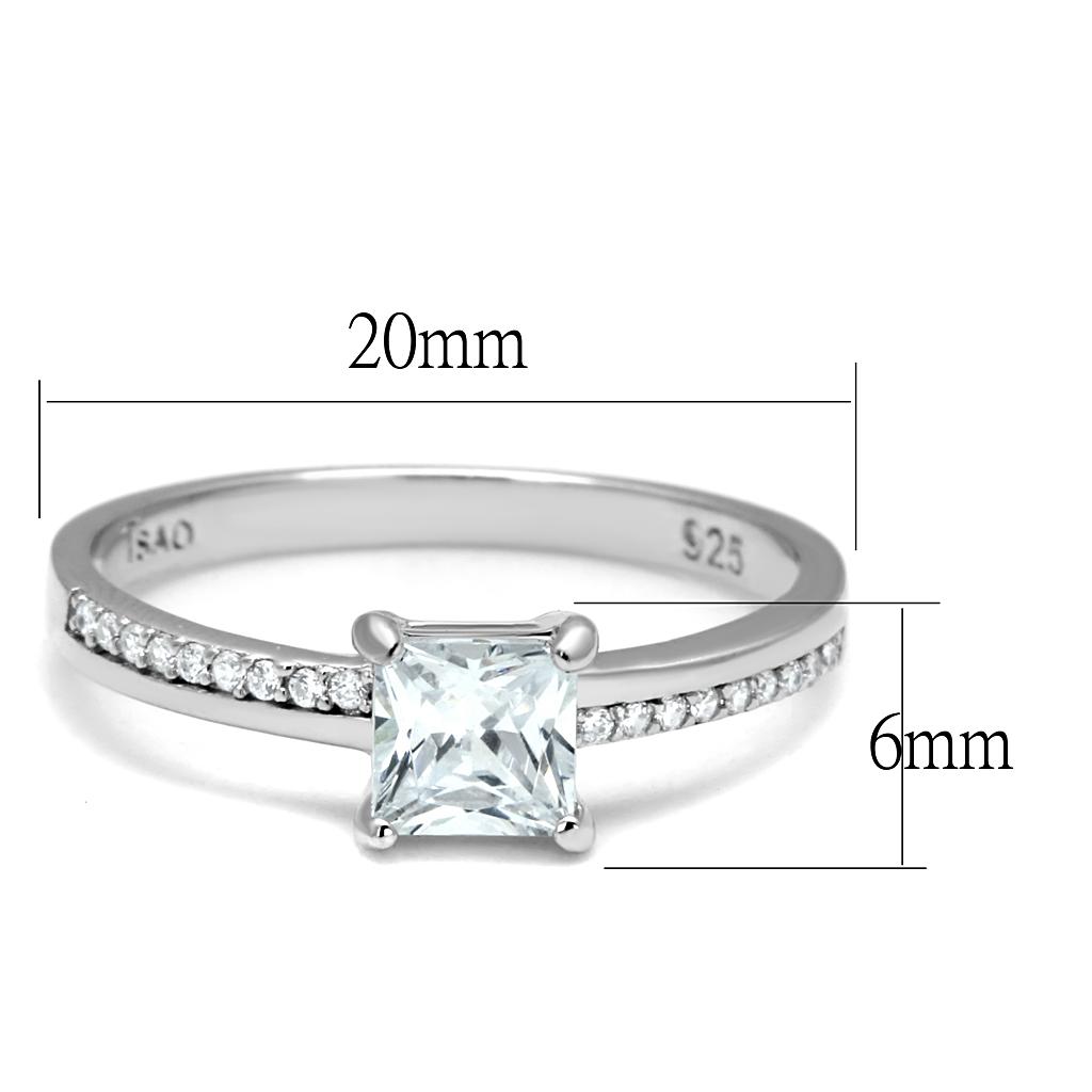 TS558 - Rhodium 925 Sterling Silver Ring with AAA Grade CZ  in Clear