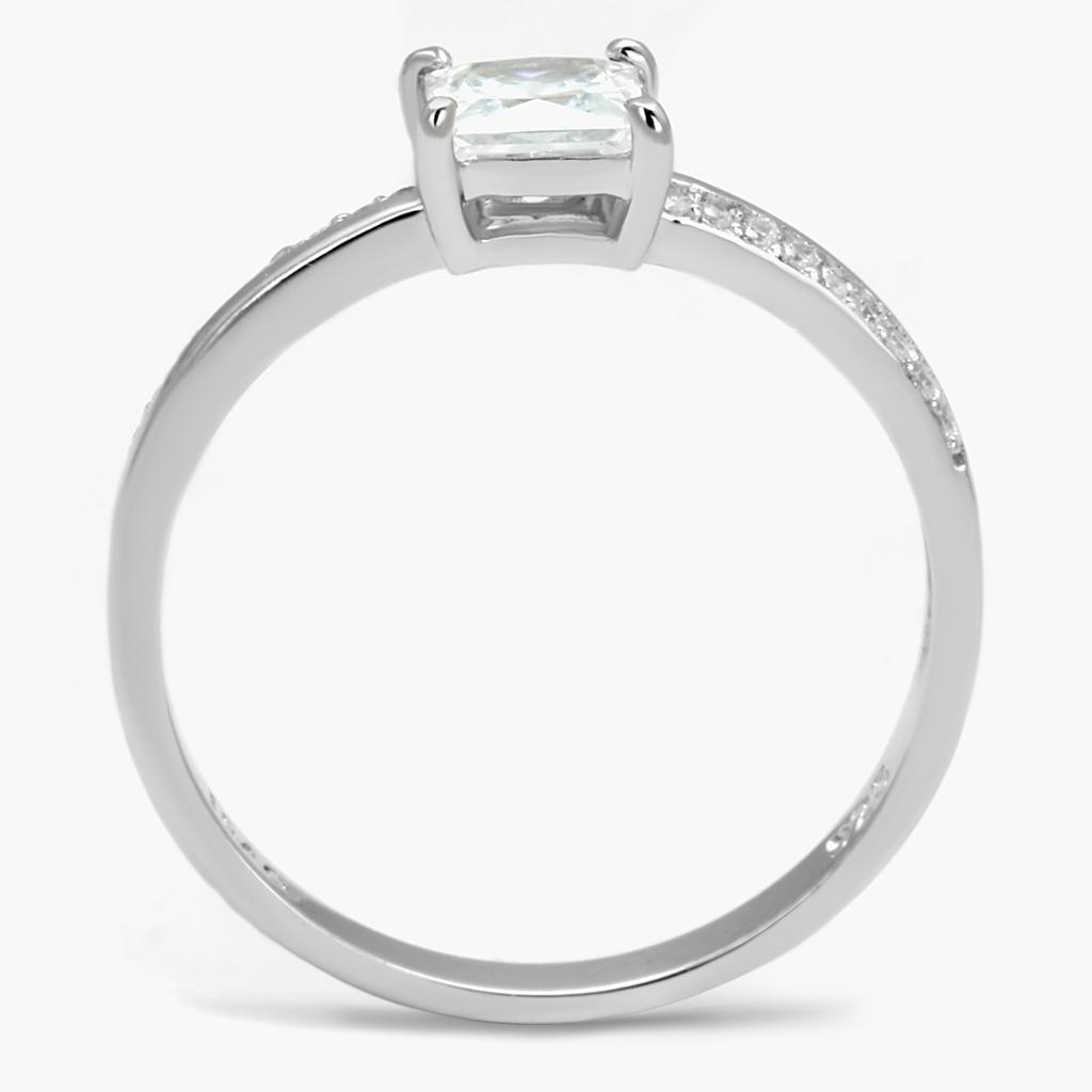 TS558 - Rhodium 925 Sterling Silver Ring with AAA Grade CZ  in Clear