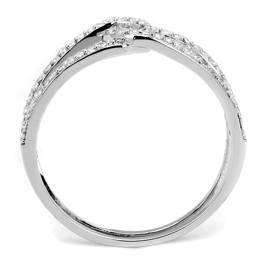 TS575 - Rhodium 925 Sterling Silver Ring with AAA Grade CZ  in Clear