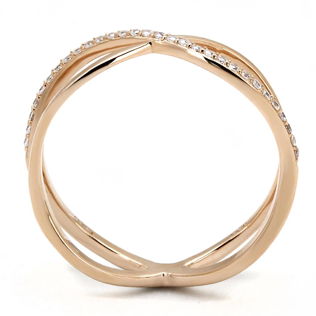 TS589 - Rose Gold 925 Sterling Silver Ring with AAA Grade CZ  in Clear