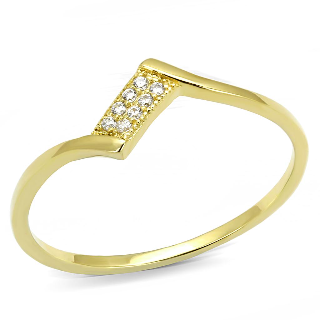 TS594 - Gold 925 Sterling Silver Ring with AAA Grade CZ  in Clear