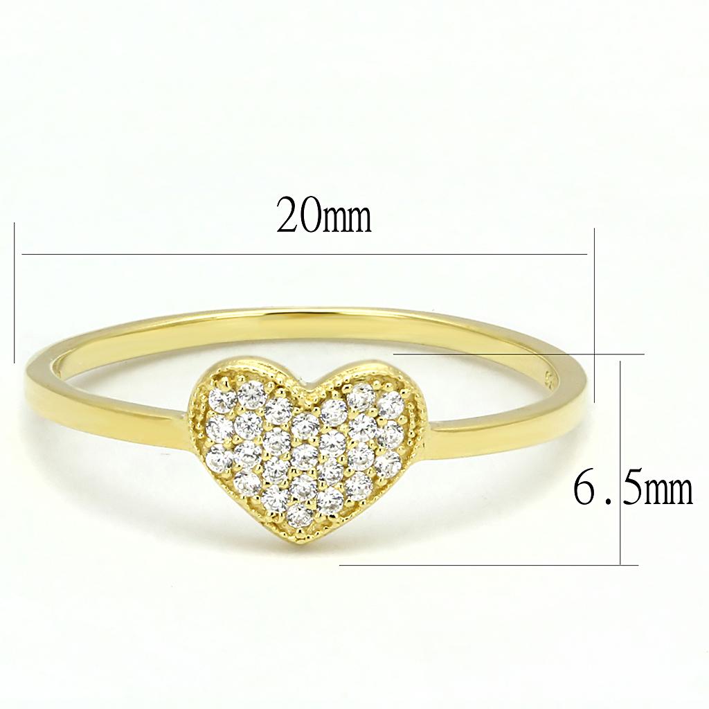 TS596 - Gold 925 Sterling Silver Ring with AAA Grade CZ  in Clear