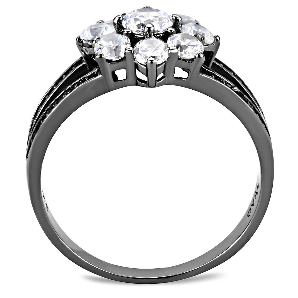 TS611 - Ruthenium 925 Sterling Silver Ring with AAA Grade CZ  in Clear