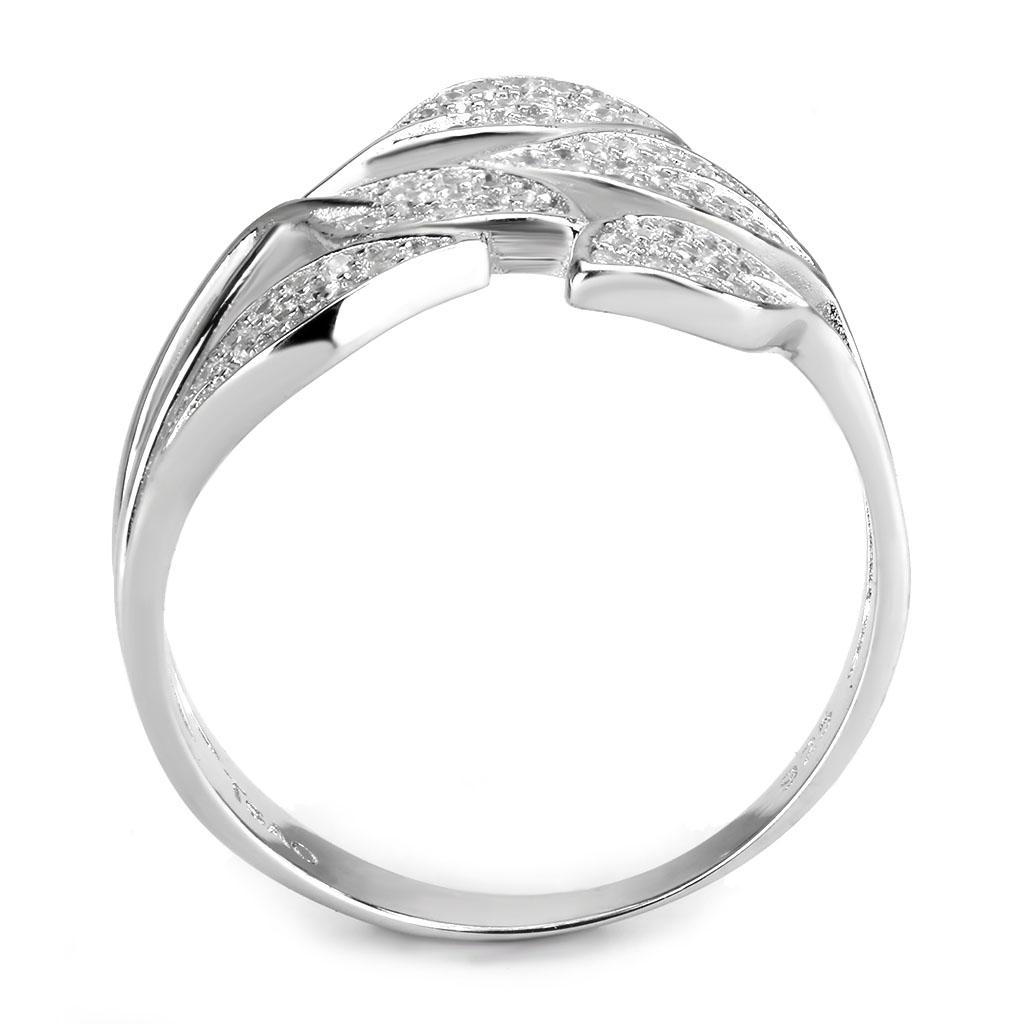 TS618 - Rhodium 925 Sterling Silver Ring with AAA Grade CZ  in Clear