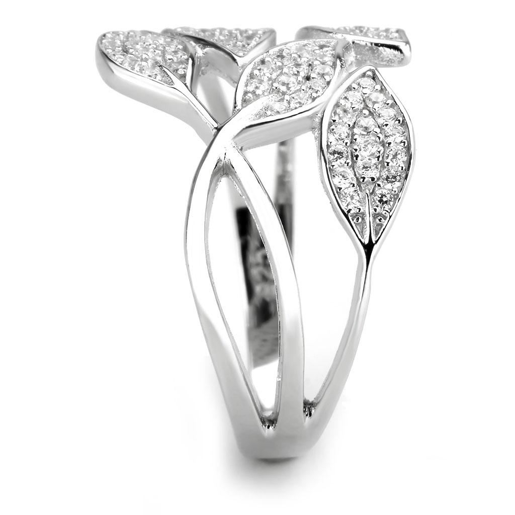 TS618 - Rhodium 925 Sterling Silver Ring with AAA Grade CZ  in Clear