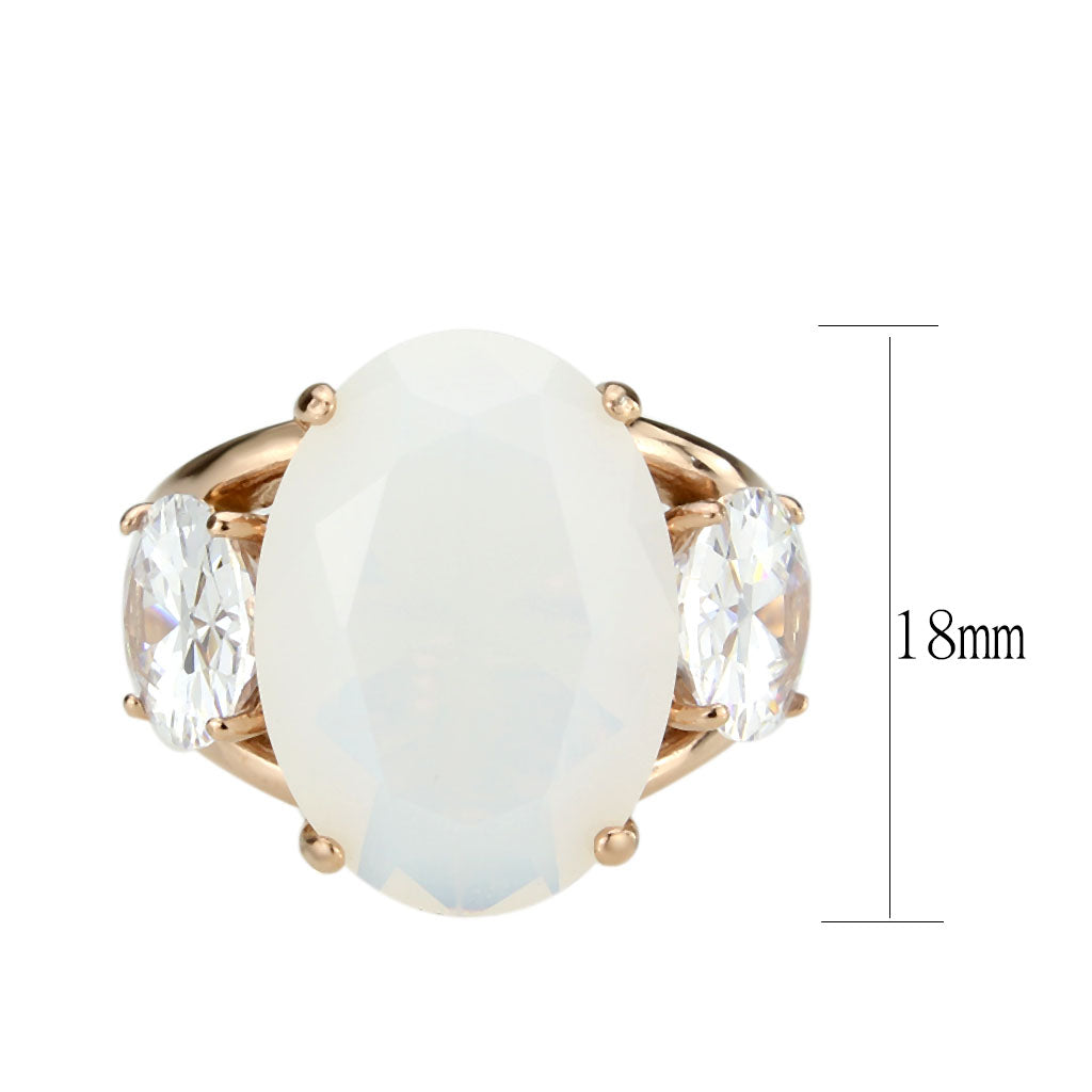 TK3788 - IP Rose Gold(Ion Plating) Stainless Steel Ring with Synthetic in Fireopal