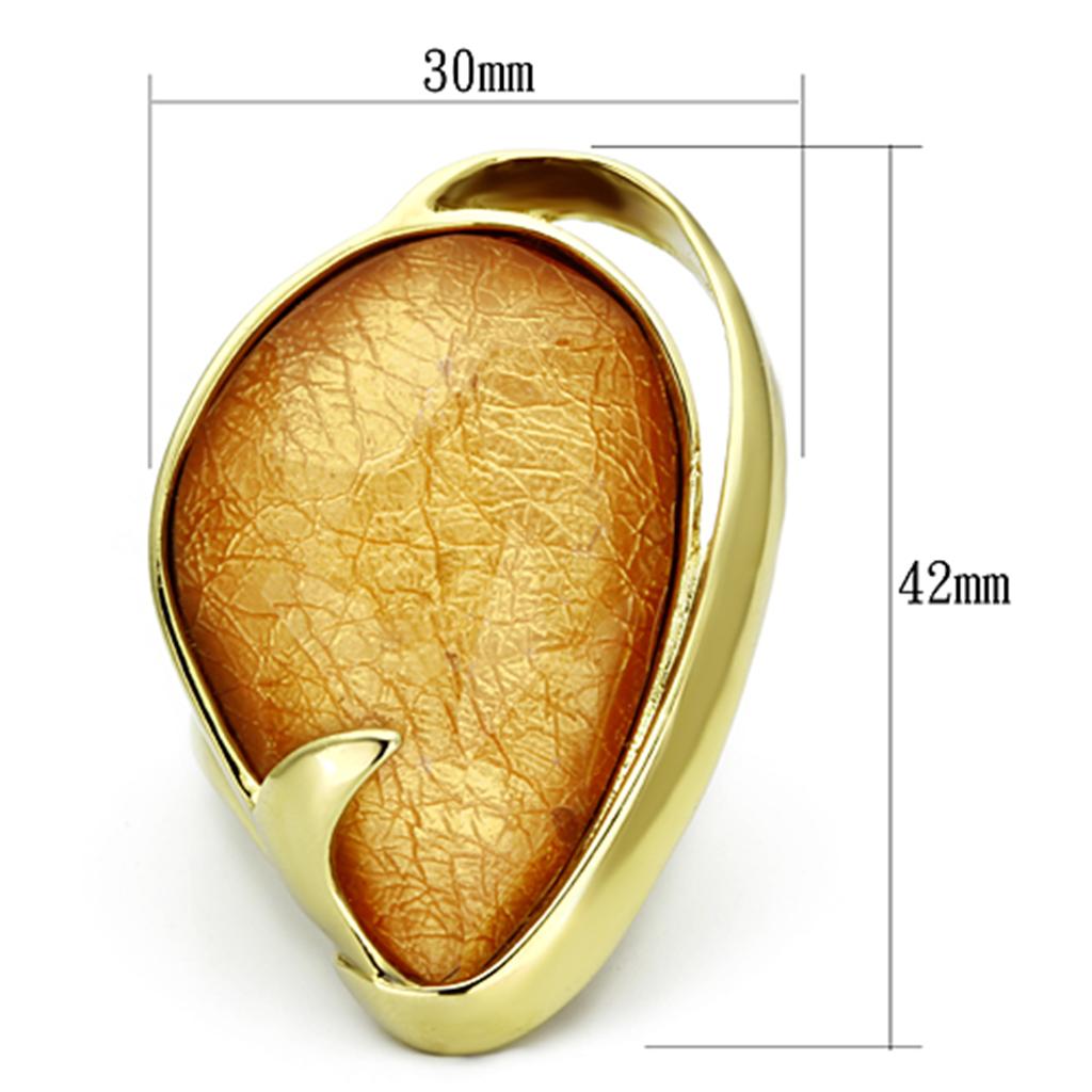 VL098 - IP Gold(Ion Plating) Stainless Steel Ring with Synthetic Synthetic Stone in Orange