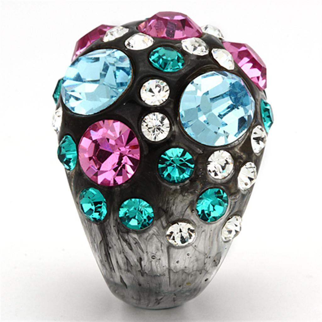 VL103 -  Resin Ring with Top Grade Crystal  in Multi Color