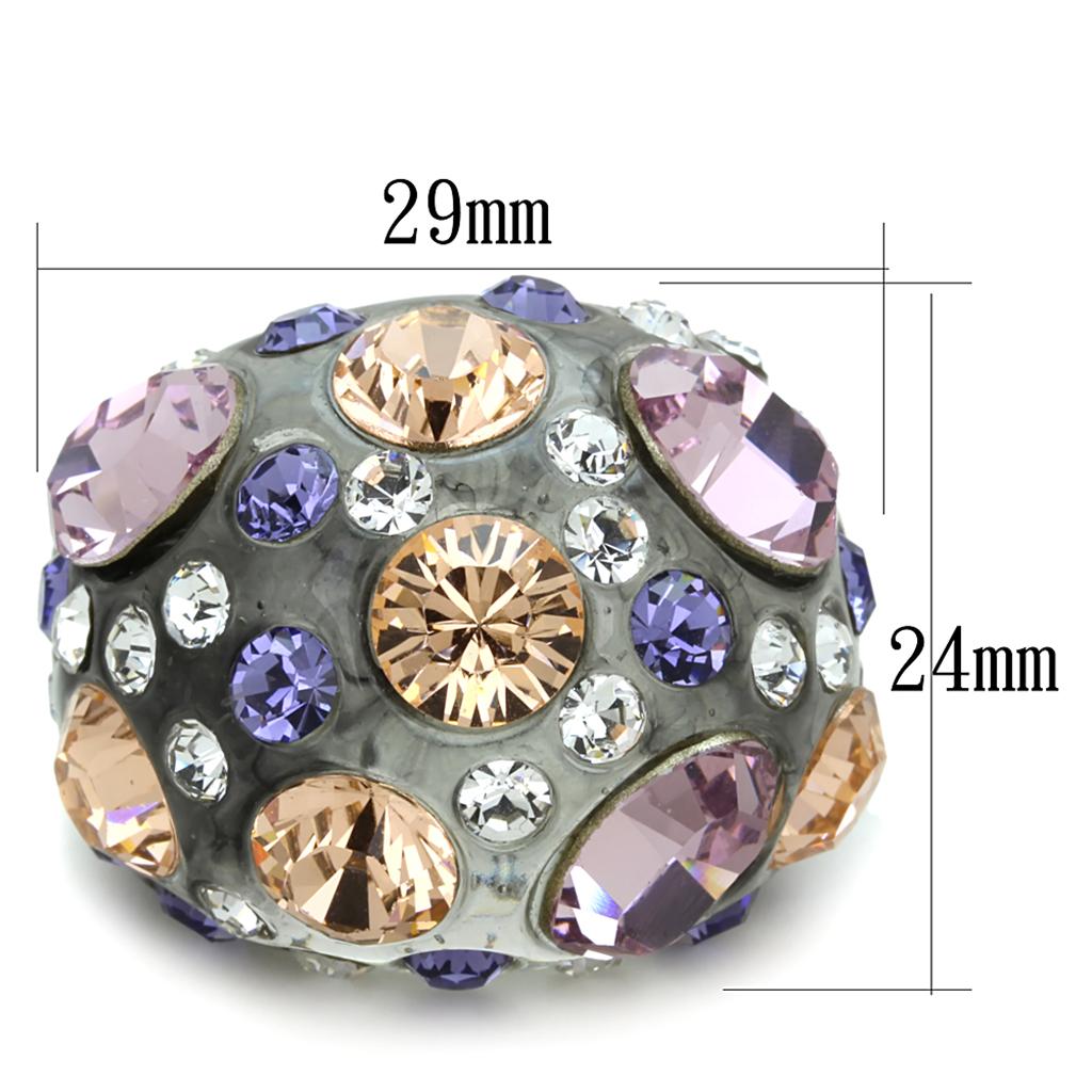 VL114 -  Resin Ring with Top Grade Crystal  in Multi Color