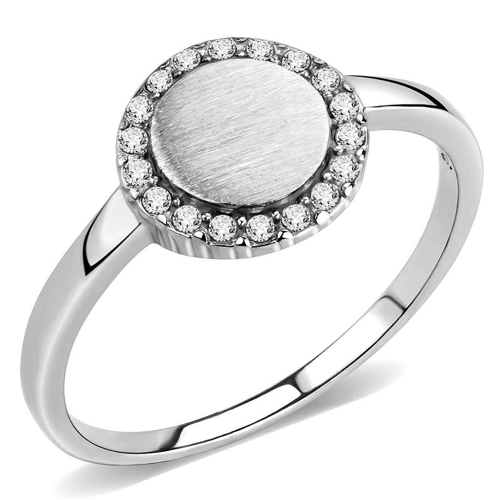 DA340 - No Plating Stainless Steel Ring with AAA Grade CZ  in Clear