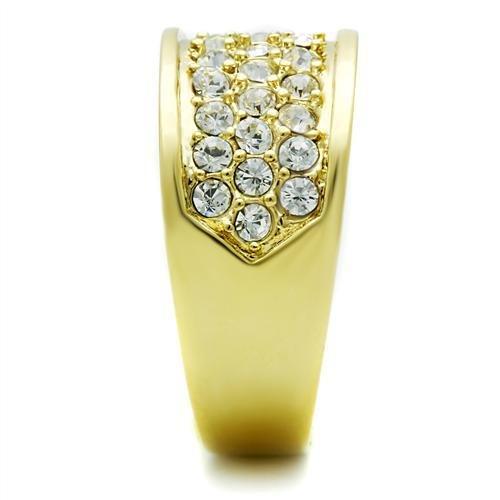 GL002 - IP Gold(Ion Plating) Brass Ring with Top Grade Crystal  in Clear