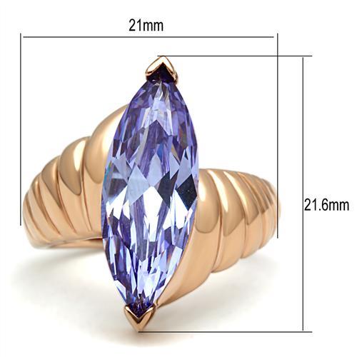 GL139 - IP Rose Gold(Ion Plating) Brass Ring with AAA Grade CZ  in Light Amethyst