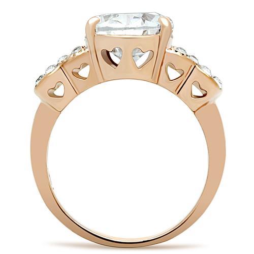 GL141 - IP Rose Gold(Ion Plating) Brass Ring with AAA Grade CZ  in Clear