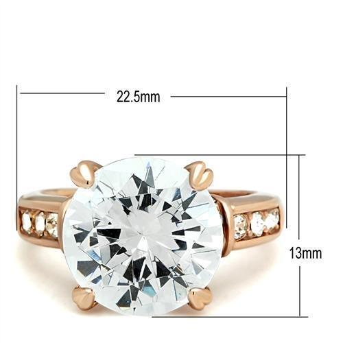 GL144 - IP Rose Gold(Ion Plating) Brass Ring with AAA Grade CZ  in Clear