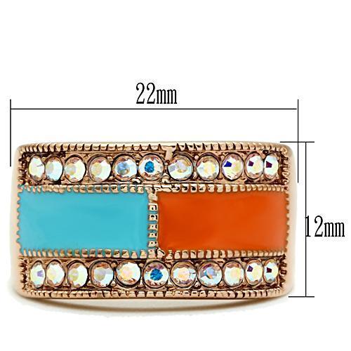 GL221 - IP Rose Gold(Ion Plating) Brass Ring with Top Grade Crystal  in Clear