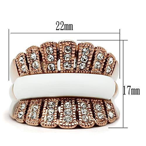 GL223 - IP Rose Gold(Ion Plating) Brass Ring with Semi-Precious Agate in White