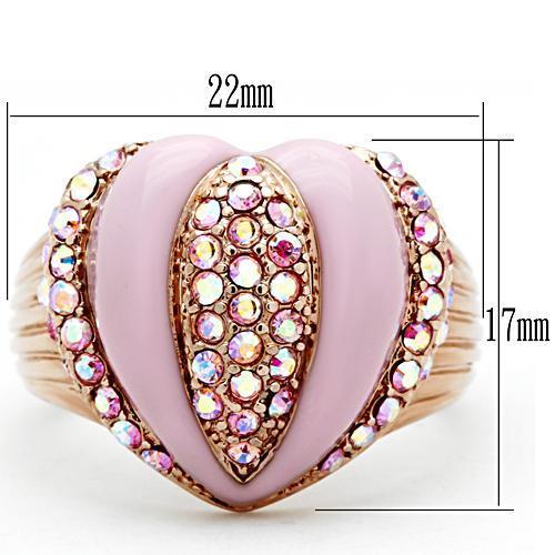 GL227 - IP Rose Gold(Ion Plating) Brass Ring with Top Grade Crystal  in Light Rose