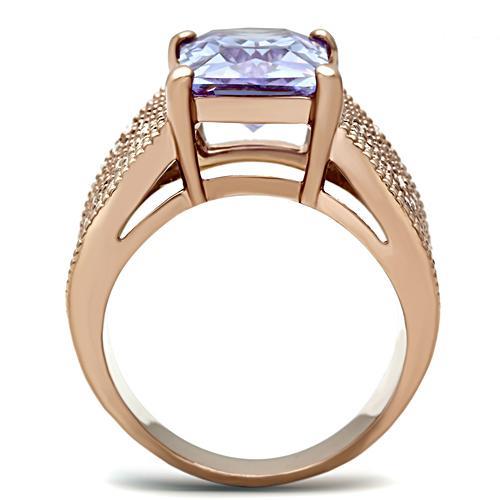 GL236 - IP Rose Gold(Ion Plating) Brass Ring with AAA Grade CZ  in Light Amethyst