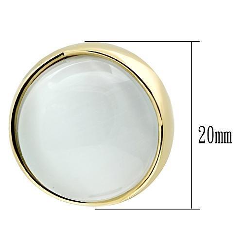 GL253 - IP Gold(Ion Plating) Brass Earrings with Synthetic Cat Eye in White