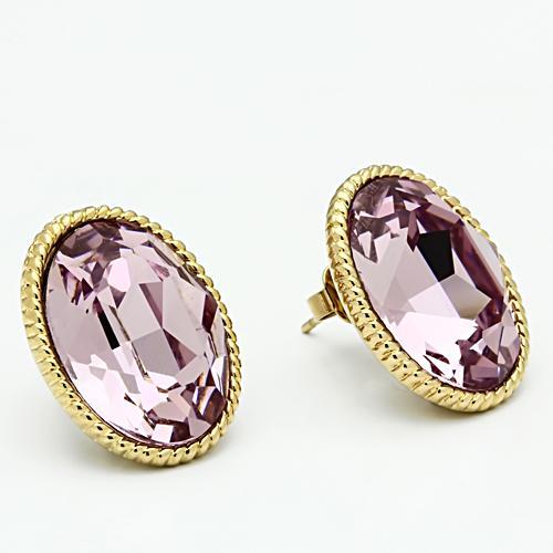 GL258 - IP Gold(Ion Plating) Brass Earrings with Top Grade Crystal  in Light Amethyst