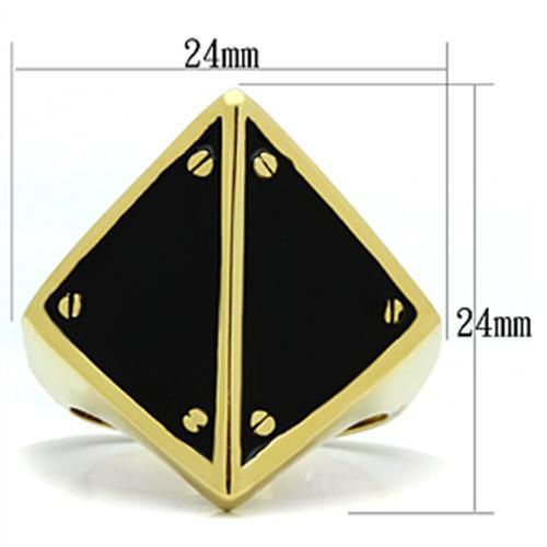 GL325 - IP Gold(Ion Plating) Brass Ring with Epoxy  in Jet