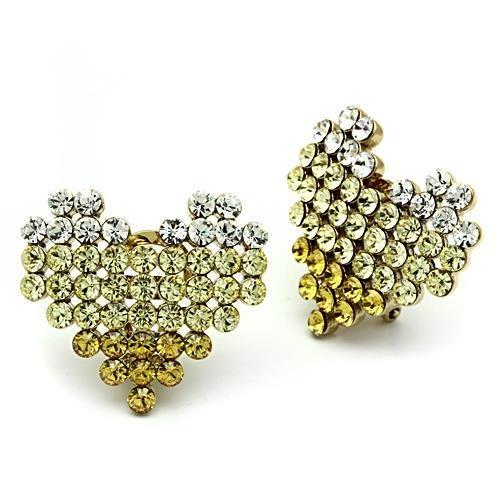 GL333 - IP Gold(Ion Plating) Brass Earrings with Top Grade Crystal  in Multi Color