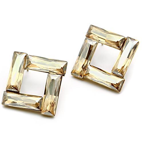 GL344 - IP Gold(Ion Plating) Brass Earrings with Top Grade Crystal  in Topaz