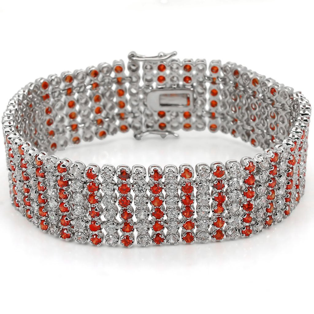 LO1282 - Rhodium Brass Bracelet with AAA Grade CZ  in Orange