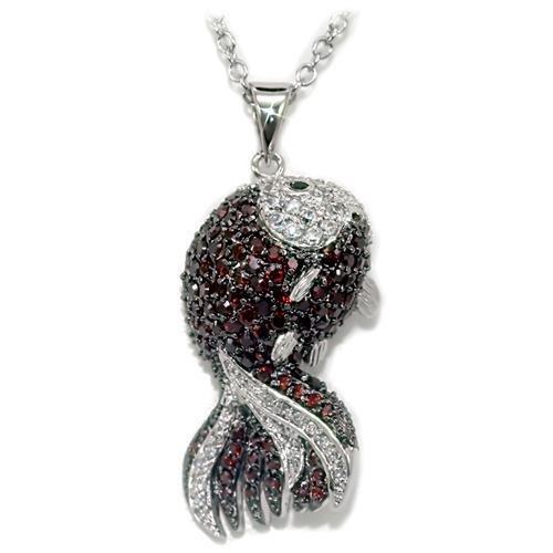 LO1564 - Rhodium + Ruthenium Brass Chain Pendant with AAA Grade CZ  in Multi Color