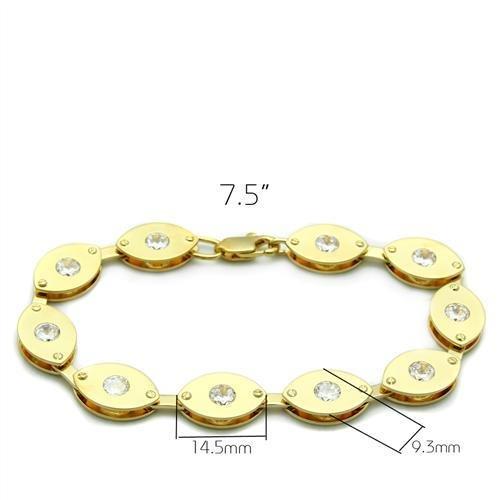 LO2010 - Matte Gold & Gold Brass Bracelet with AAA Grade CZ  in Clear