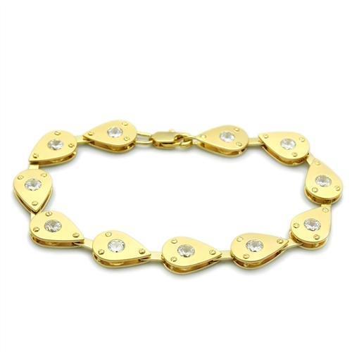 LO2015 - Matte Gold & Gold Brass Bracelet with AAA Grade CZ  in Clear