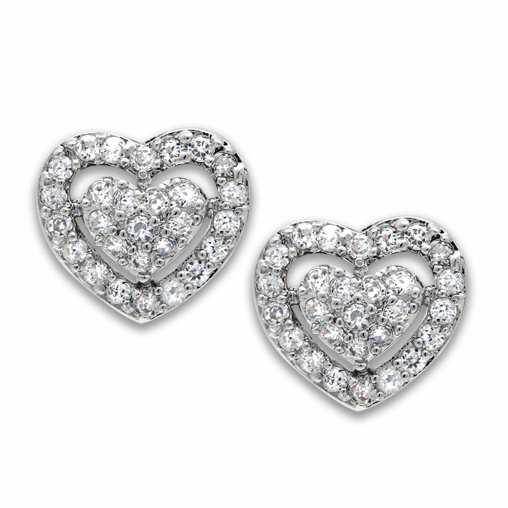 LO2042 - Rhodium Brass Earrings with AAA Grade CZ  in Clear