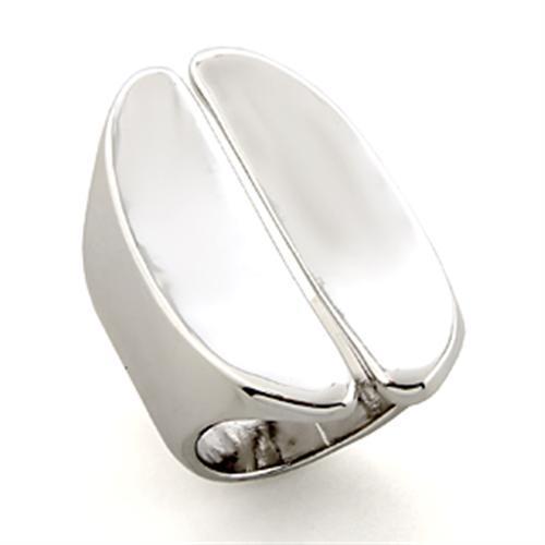 LO207 - Rhodium White Metal Ring with No Stone