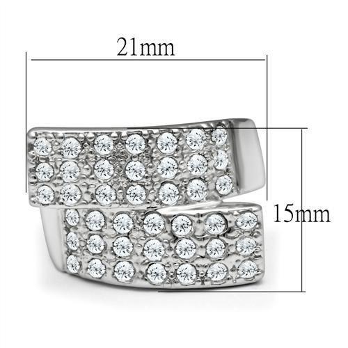 LO2095 - Rhodium Brass Ring with Top Grade Crystal  in Clear