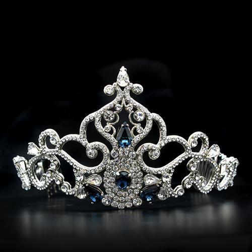 LO2110 - Imitation Rhodium Brass Tiaras & Hair Clip with Top Grade Crystal  in Montana