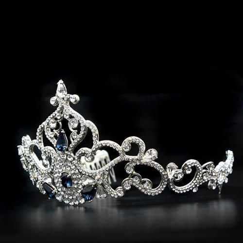 LO2110 - Imitation Rhodium Brass Tiaras & Hair Clip with Top Grade Crystal  in Montana