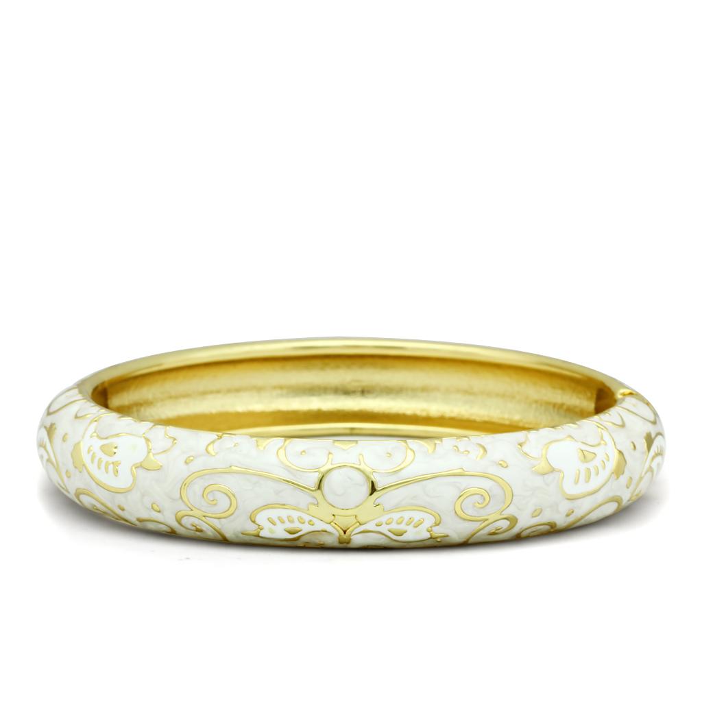 LO2147 - Flash Gold White Metal Bangle with Epoxy  in No Stone