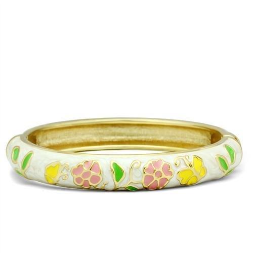 LO2149 - Flash Gold White Metal Bangle with Epoxy  in No Stone