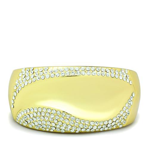 LO2155 - Flash Gold White Metal Bangle with Top Grade Crystal  in Clear