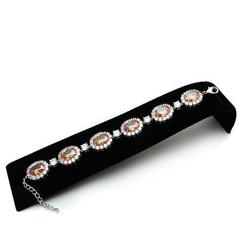 LO2360 - Rhodium Brass Bracelet with AAA Grade CZ  in Champagne
