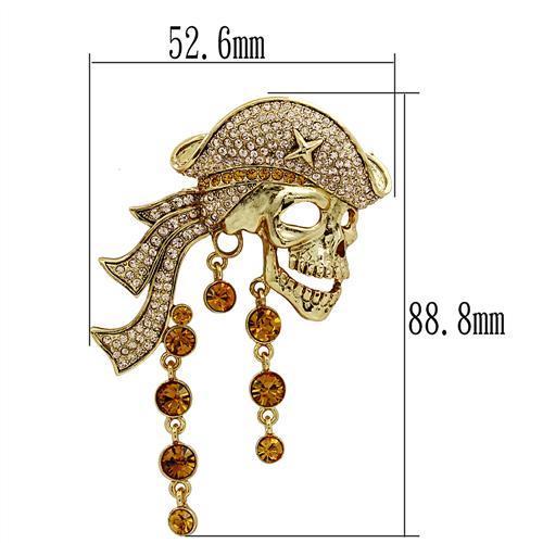 LO2415 - Gold White Metal Brooches with Top Grade Crystal  in Multi Color