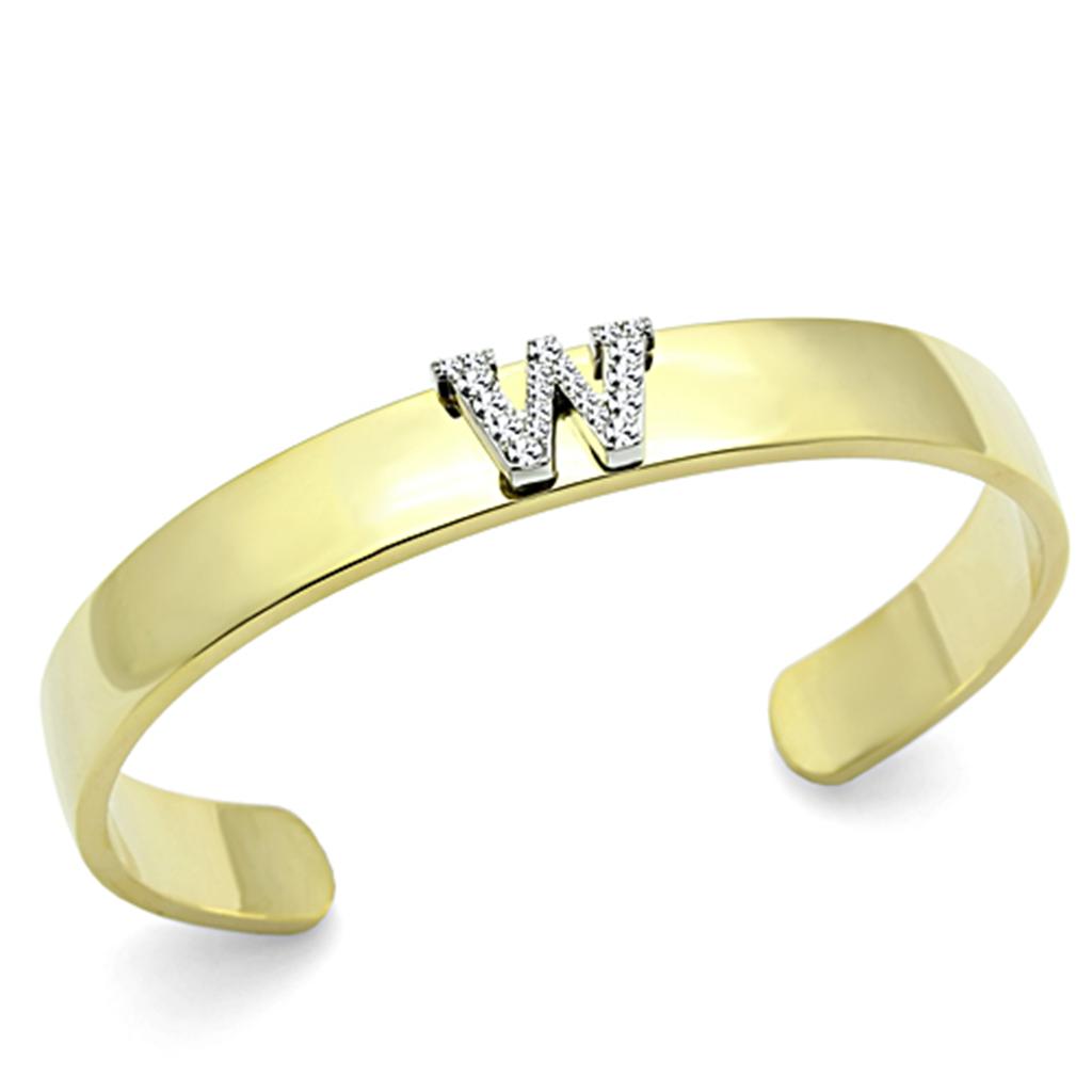 LO2592 - Gold+Rhodium White Metal Bangle with Top Grade Crystal  in Clear