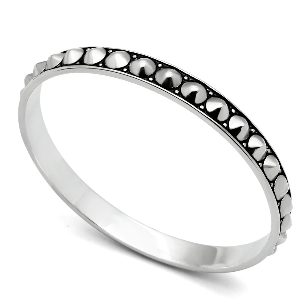 LO2620 - Rhodium Brass Bangle with No Stone